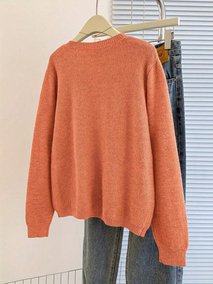 ii Casual Loose Metal Button Knit Cardigan