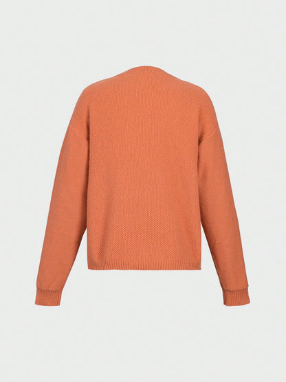 ii Casual Loose Metal Button Knit Cardigan