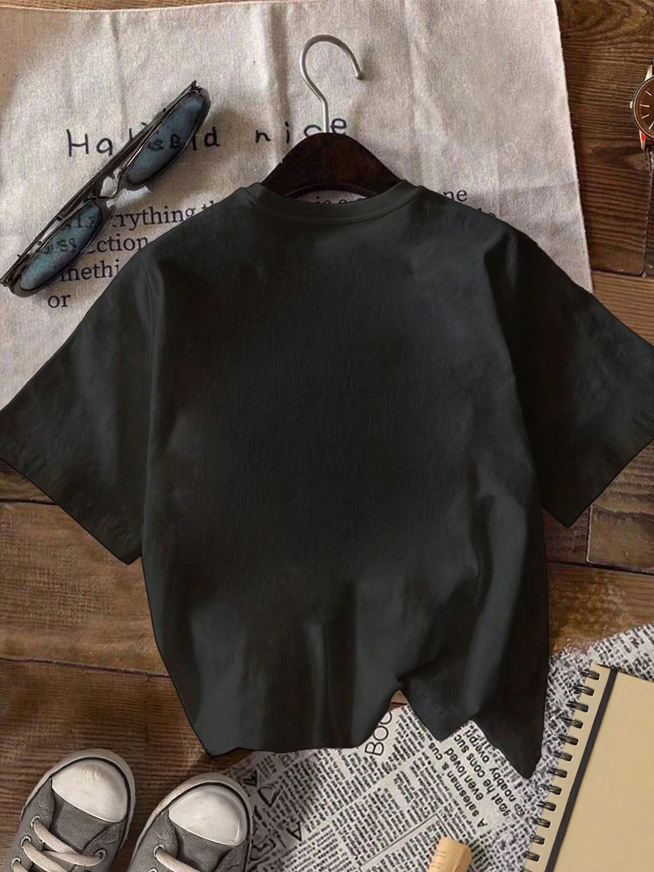 INAWLY Regular Size Letter Print Short Sleeve T-Shirt, Suitable For Summer