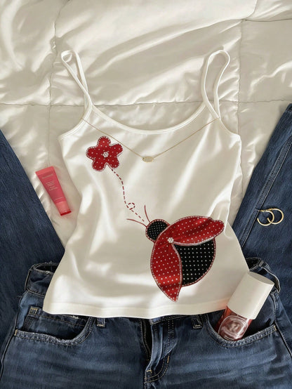 INAWLY Summer Vacation Style Color-Blocked Floral Camisole Top, 3D Printed Fresh Color Matching, Slim-Fit Versatile Casual Top For Travel & Daily Wear, Ideal Summer & Perfect Gift For Ladies