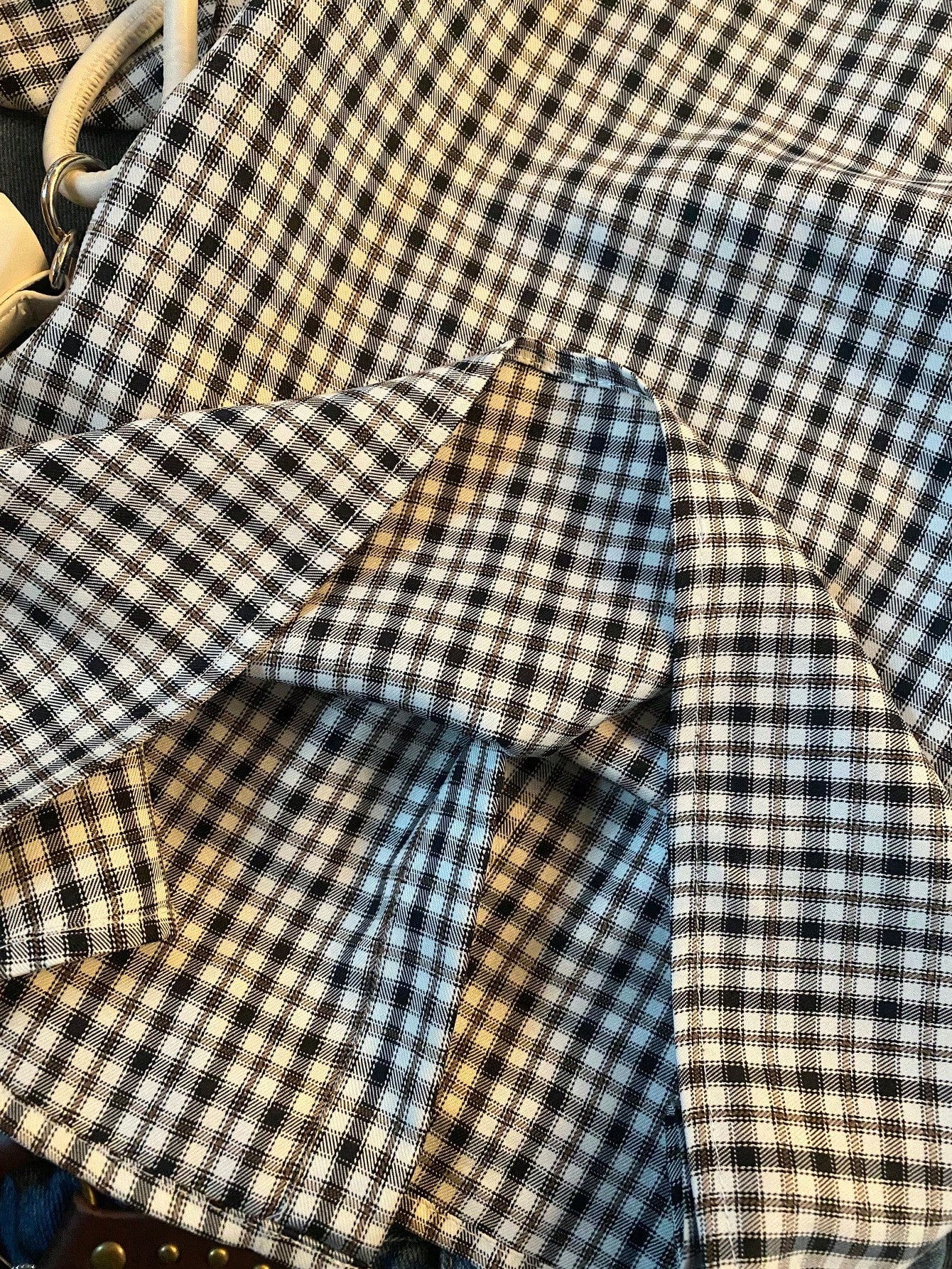 INAWLY Women's Casual Black And White Plaid Summer Blouse,Polo Collar Design,90s Retro School Back-To-School Season Short-Sleeved Comfortable Top Gift