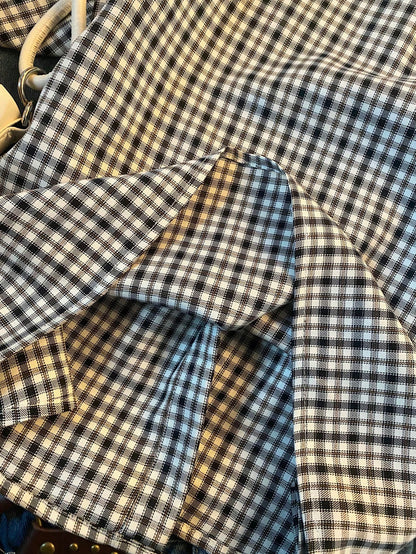 INAWLY Women's Casual Black And White Plaid Summer Blouse,Polo Collar Design,90s Retro School Back-To-School Season Short-Sleeved Comfortable Top Gift