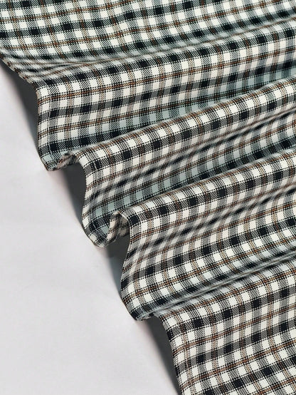 INAWLY Women's Casual Black And White Plaid Summer Blouse,Polo Collar Design,90s Retro School Back-To-School Season Short-Sleeved Comfortable Top Gift
