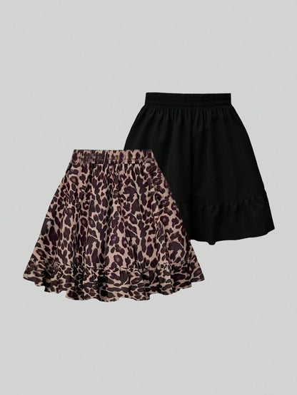 INAWLY Women's Elastic Waist Ruffled Hem Fashionable Skirt
