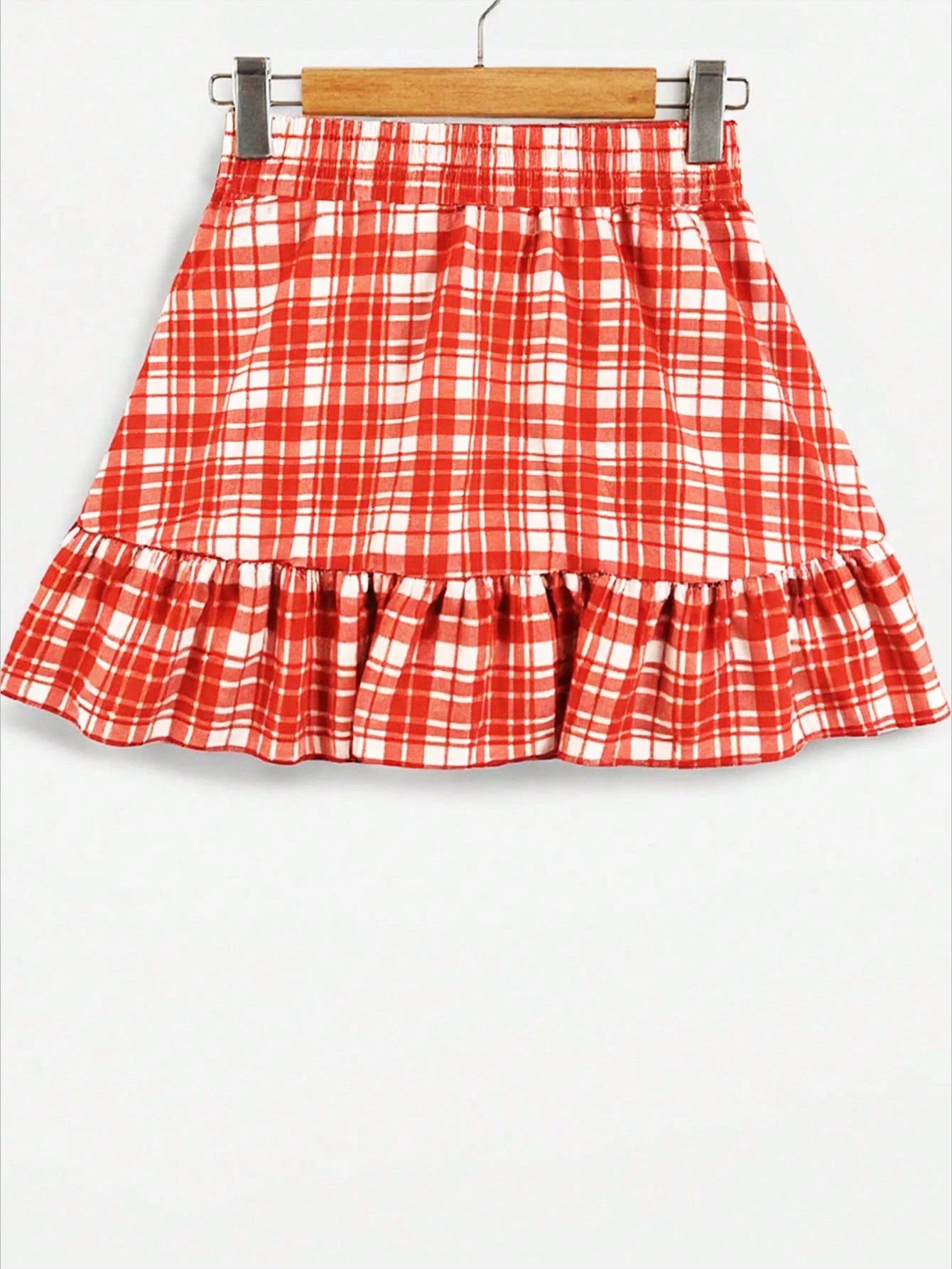 INAWLY Women's Elastic Waist Ruffled Hem Fashionable Skirt