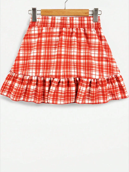 INAWLY Women's Elastic Waist Ruffled Hem Fashionable Skirt