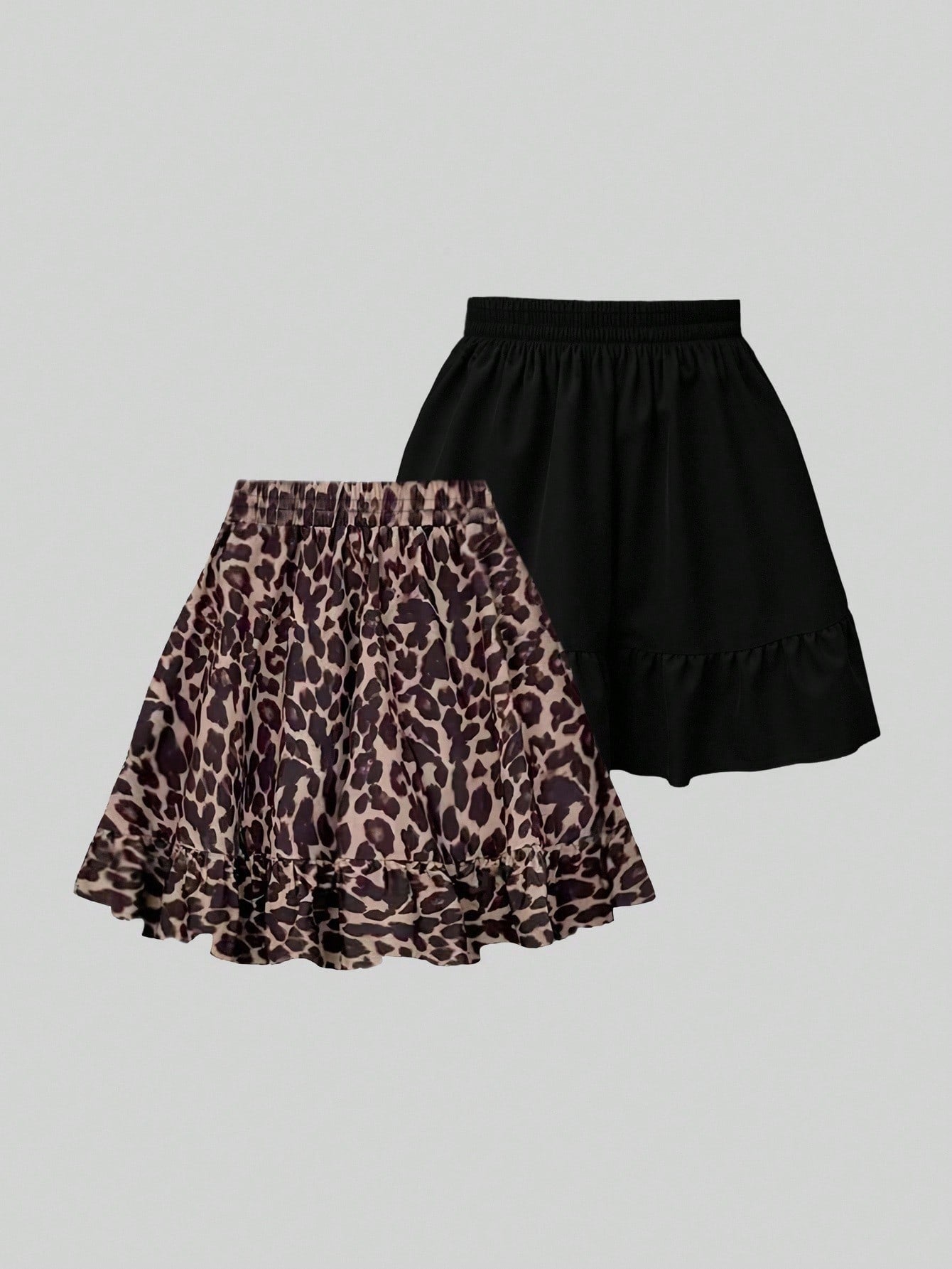 INAWLY Women's Elastic Waist Ruffled Hem Fashionable Skirt
