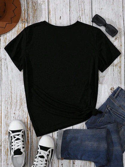 INAWLY Women's Heart Print Short Sleeve T-Shirt Graphic Tees Women Tops