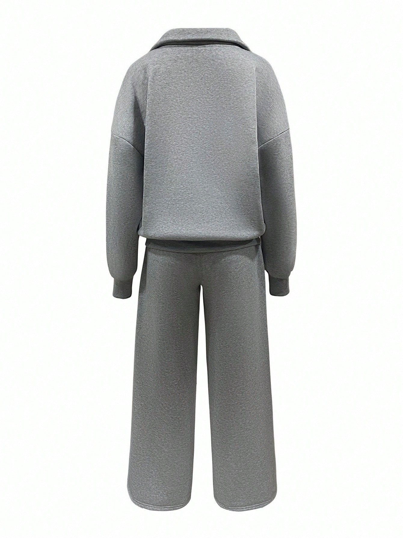 INAWLY Women's Knight Embroidery Zip-Up Casual Hoodie And Loose Pants Set