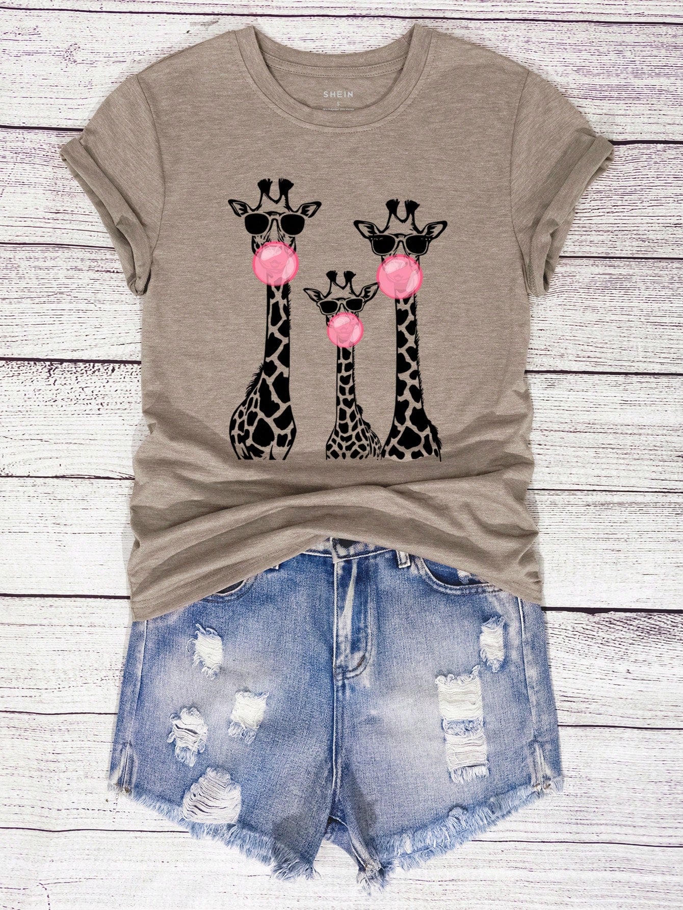 INAWLY Women's Round Neck Heart Print Short Sleeve Casual And Fashion Regular T-Shirt