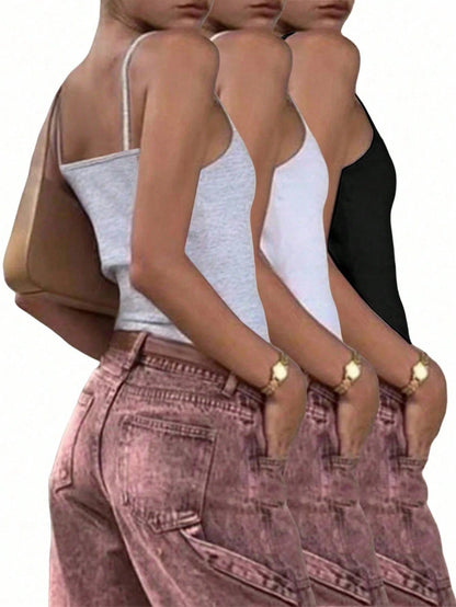 INAWLY Women's Solid Color Ruffle Slim Fit Camisole