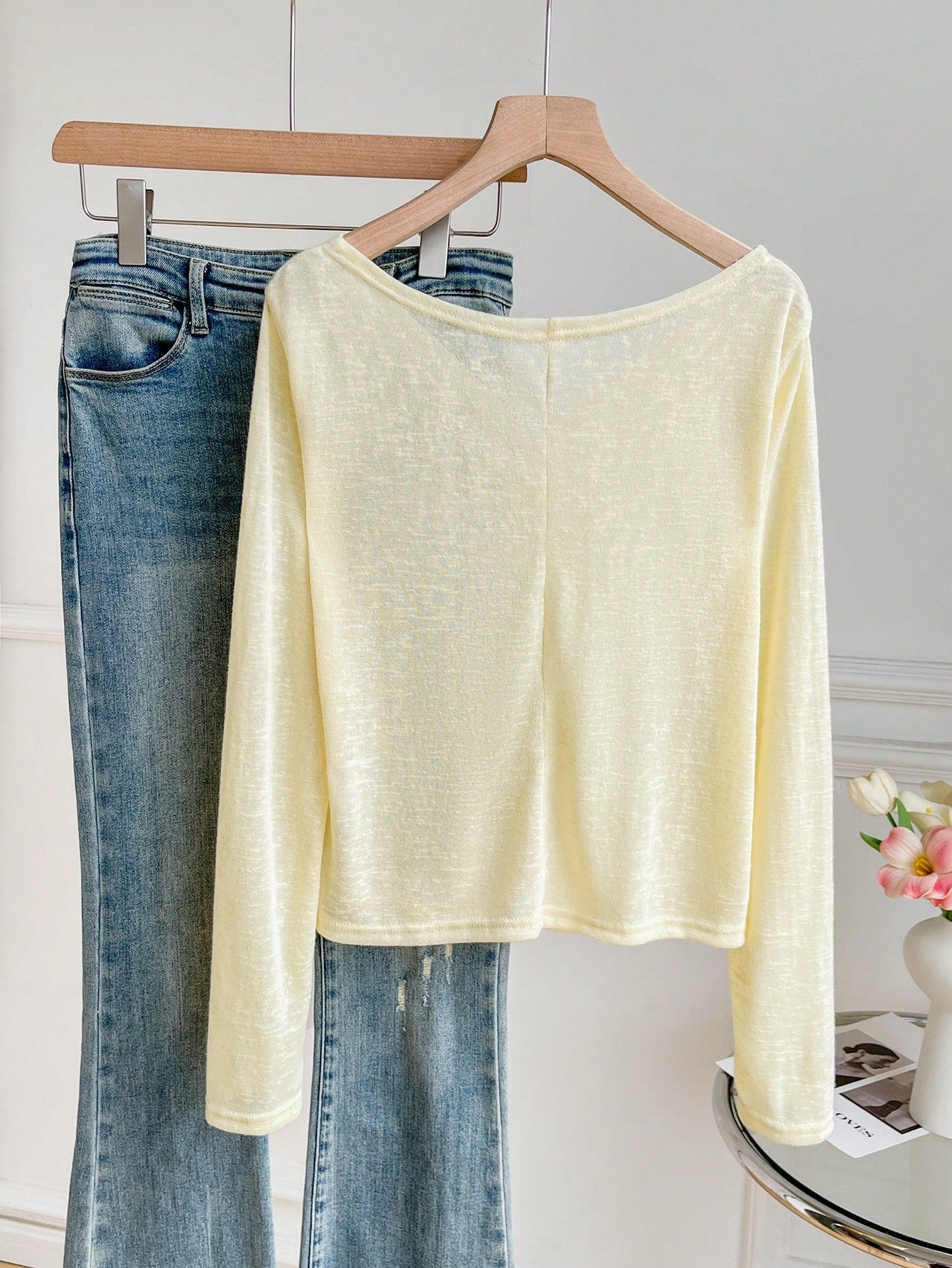 INAWLY Women's Solid Color Sheer Single-Breasted Long Sleeve Sun Protection Knit Cardigan