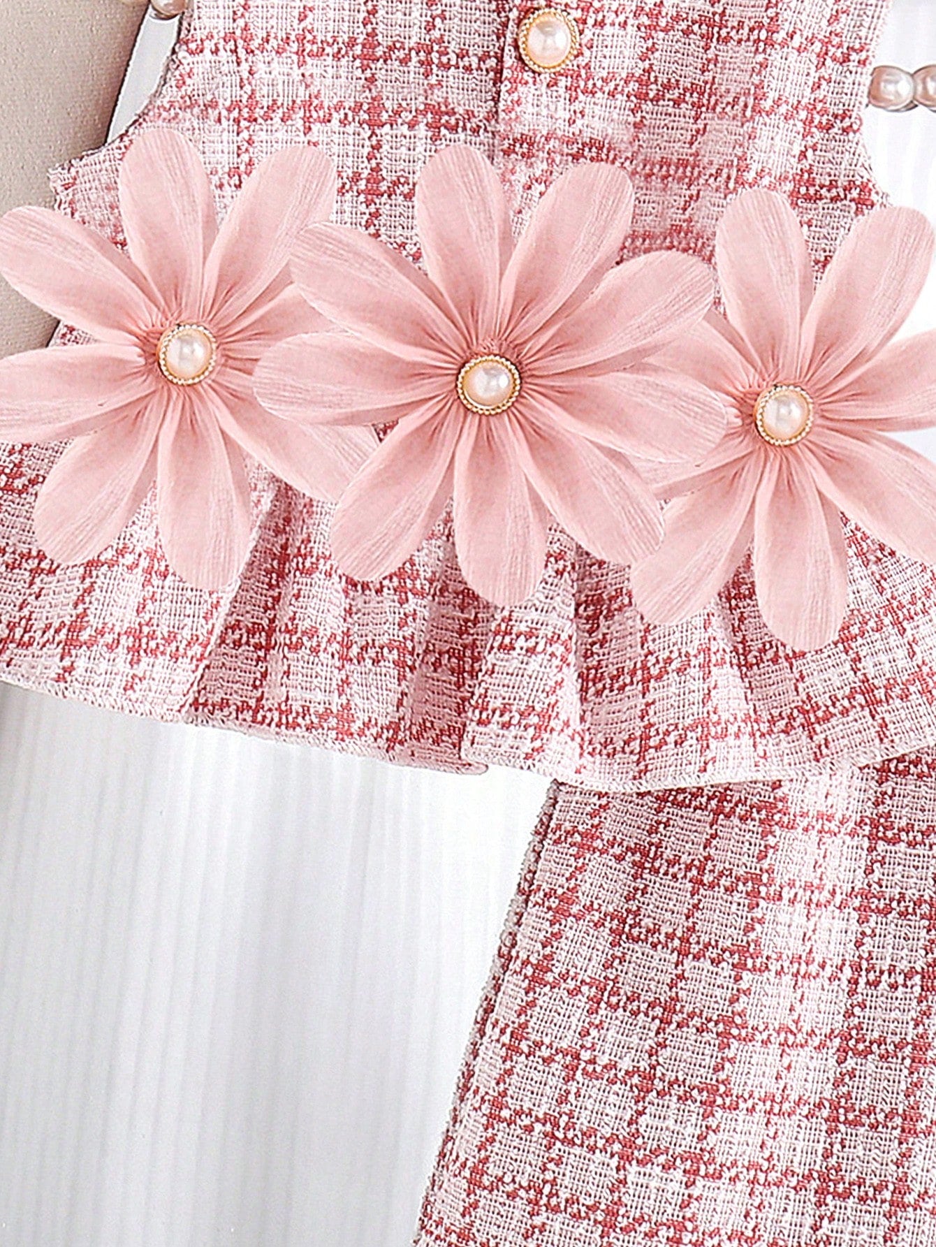 Infant Pink Set, Baby Plaid Sleeveless Top + Shorts 2pcs Outfit