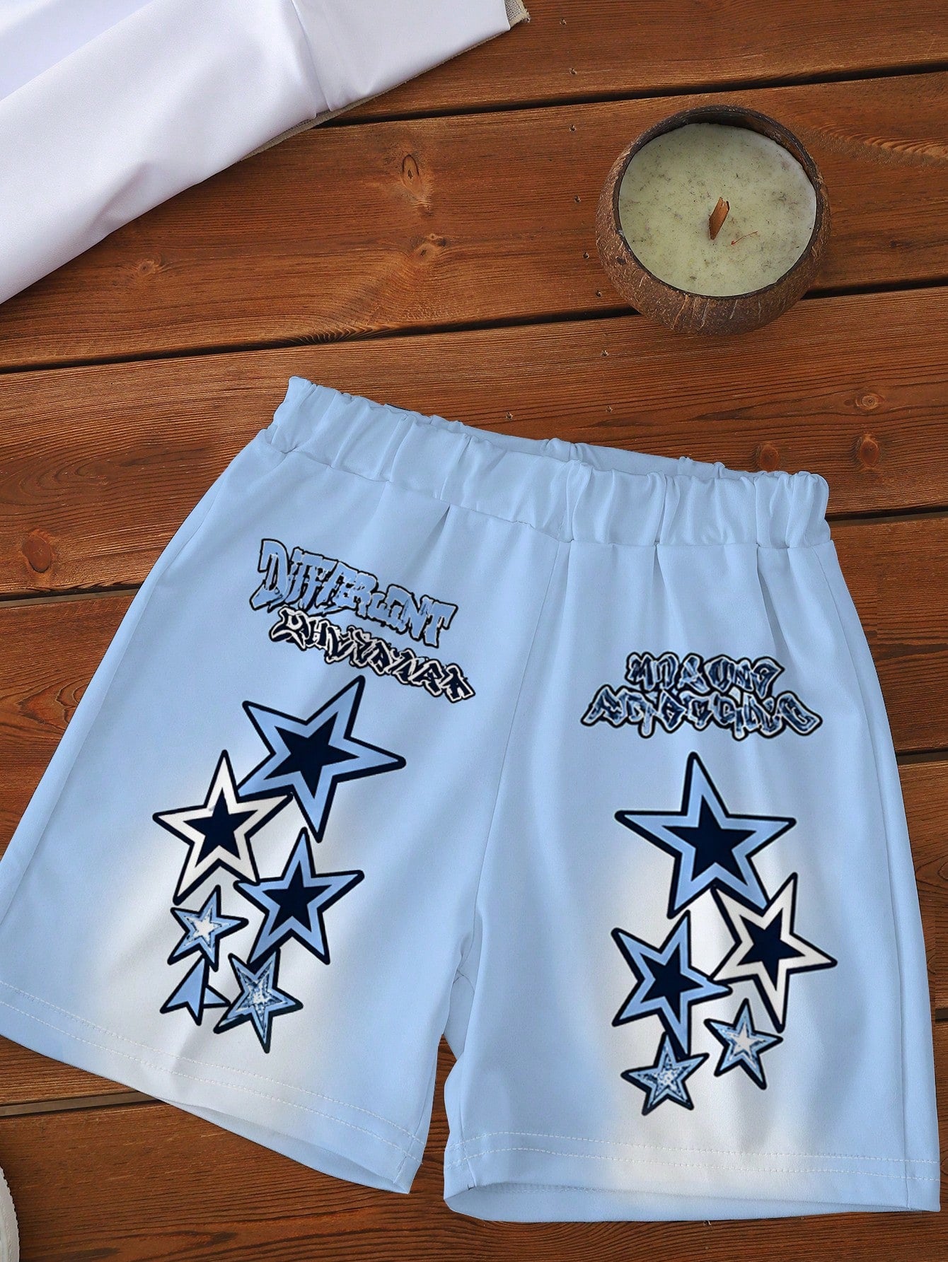 Infant & Toddler Boy Summer Short Sleeve & Shorts Set, American Street Style Star Graffiti Design, Casual Versatile 2-Piece Set, Suitable For Daily Wear, Outings, Kindergarten, Creating A Street Style