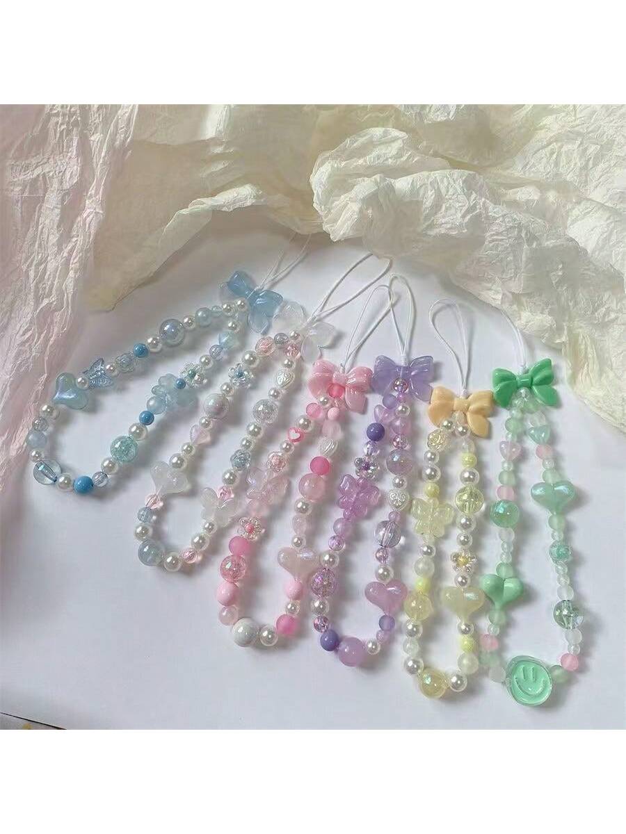 INS Style Bowknot Chain Lanyard Wrist Strap For Cellphone, Anti-Lost Design, Fashionable Accessories