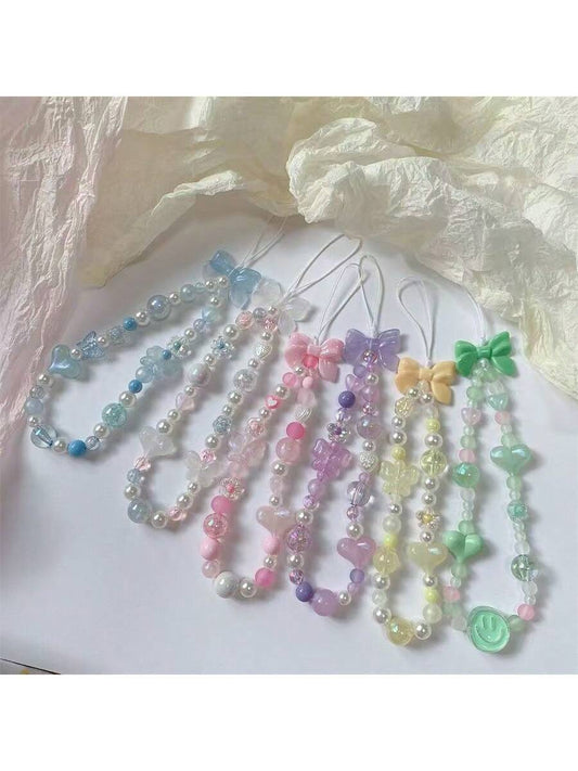 INS Style Bowknot Chain Lanyard Wrist Strap For Cellphone, Anti-Lost Design, Fashionable Accessories