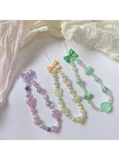 INS Style Bowknot Chain Lanyard Wrist Strap For Cellphone, Anti-Lost Design, Fashionable Accessories