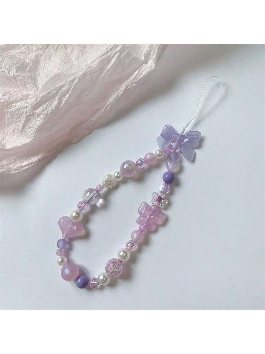 INS Style Bowknot Chain Lanyard Wrist Strap For Cellphone, Anti-Lost Design, Fashionable Accessories