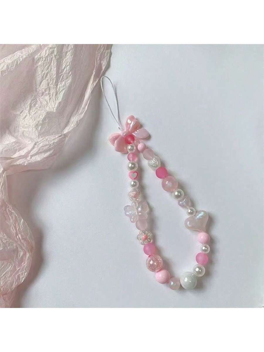 INS Style Bowknot Chain Lanyard Wrist Strap For Cellphone, Anti-Lost Design, Fashionable Accessories