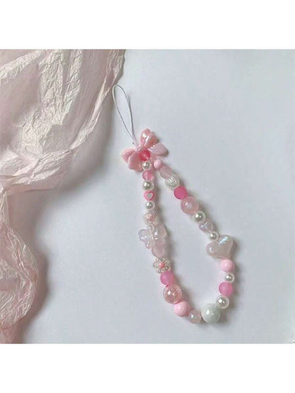 INS Style Bowknot Chain Lanyard Wrist Strap For Cellphone, Anti-Lost Design, Fashionable Accessories