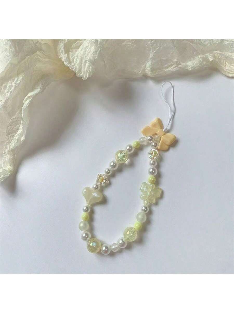 INS Style Bowknot Chain Lanyard Wrist Strap For Cellphone, Anti-Lost Design, Fashionable Accessories