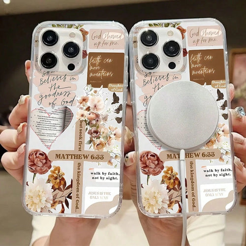 Inspirational Mobile Phone Case, Adorned With Elegant Script And Floral Accents, Suitable For IPhone 16, 15, 14, 13, 12 And 11 Pro Models, Made Of TPU Material, And Provides Shockproof Protection. Ide