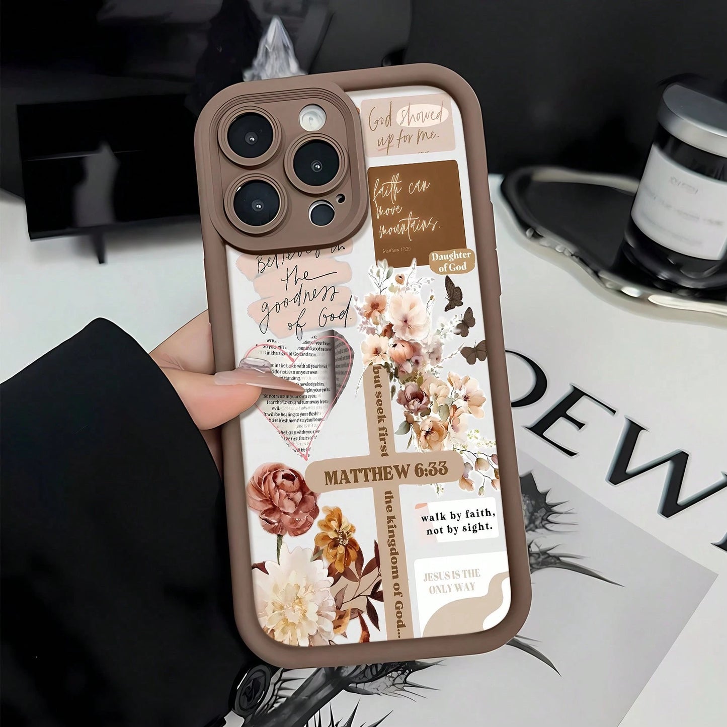 Inspirational Mobile Phone Case, Adorned With Elegant Script And Floral Accents, Suitable For IPhone 16, 15, 14, 13, 12 And 11 Pro Models, Made Of TPU Material, And Provides Shockproof Protection. Ide
