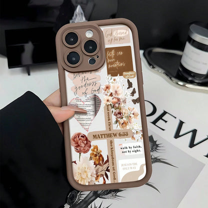 Inspirational Mobile Phone Case, Adorned With Elegant Script And Floral Accents, Suitable For IPhone 16, 15, 14, 13, 12 And 11 Pro Models, Made Of TPU Material, And Provides Shockproof Protection. Ide