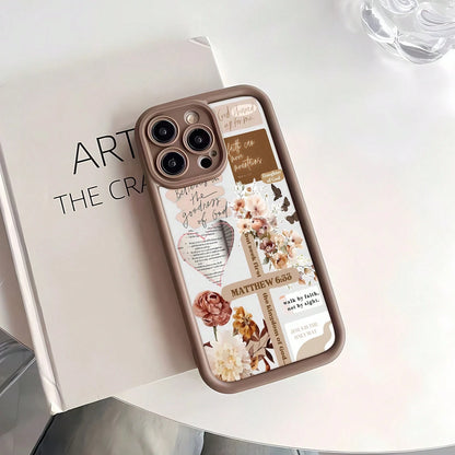 Inspirational Mobile Phone Case, Adorned With Elegant Script And Floral Accents, Suitable For IPhone 16, 15, 14, 13, 12 And 11 Pro Models, Made Of TPU Material, And Provides Shockproof Protection. Ide