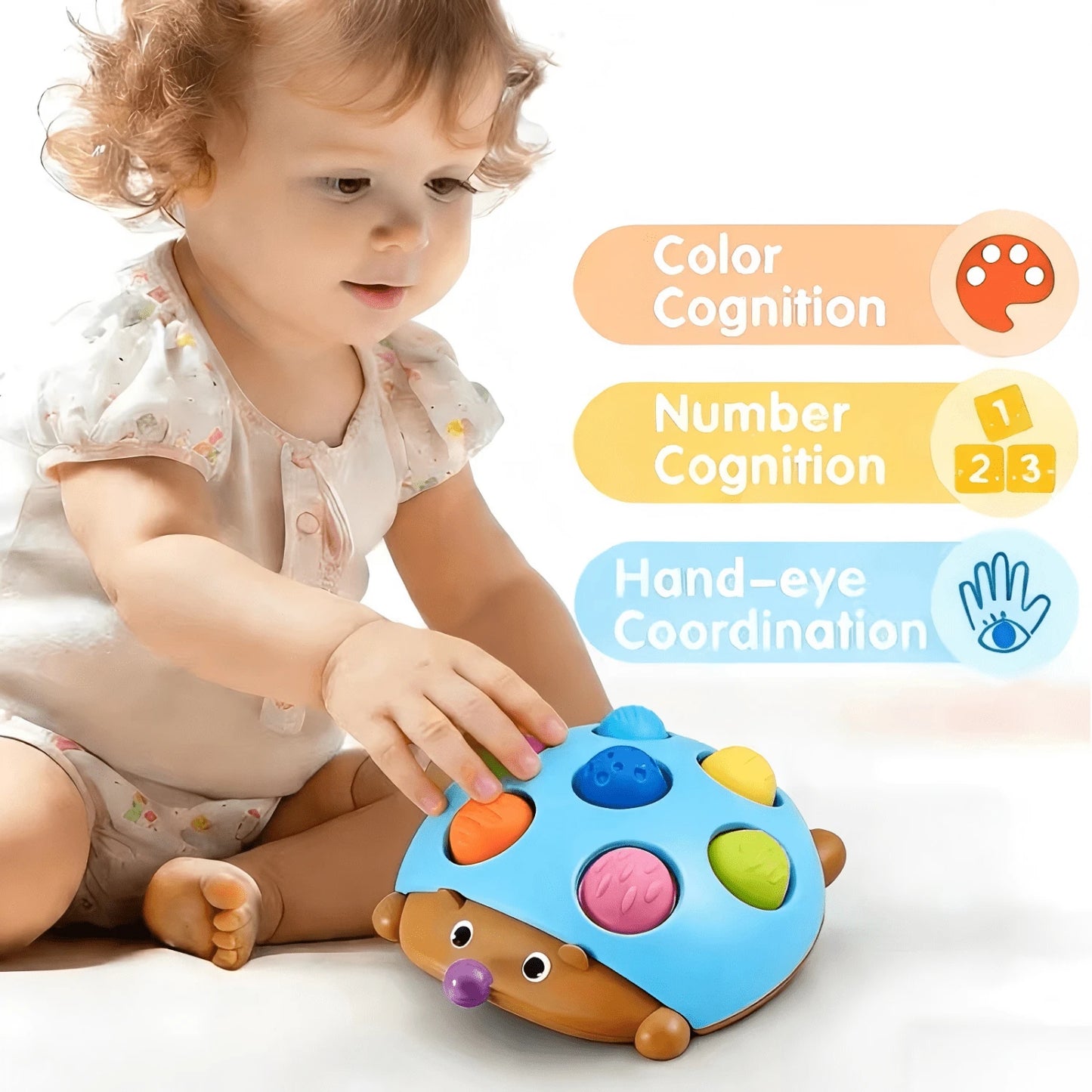 Interactive Hedgehog Toy| Focuses On Fine Motor Skill Training, 7-Button Hand-Eye Coordination Educational Press Toy Helps Develop Baby's Finger Dexterity And Concentration- Suitable For Parties And