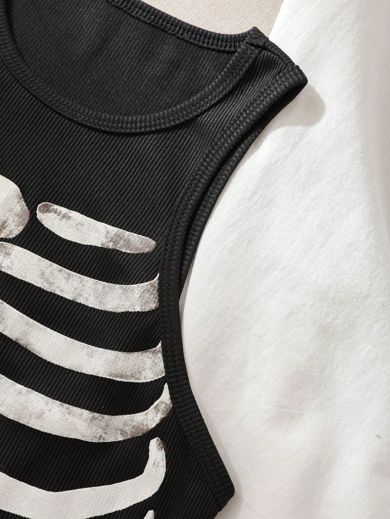 IslaSuriya Skeleton Print Tank Top Graphic Tees Women Tops
