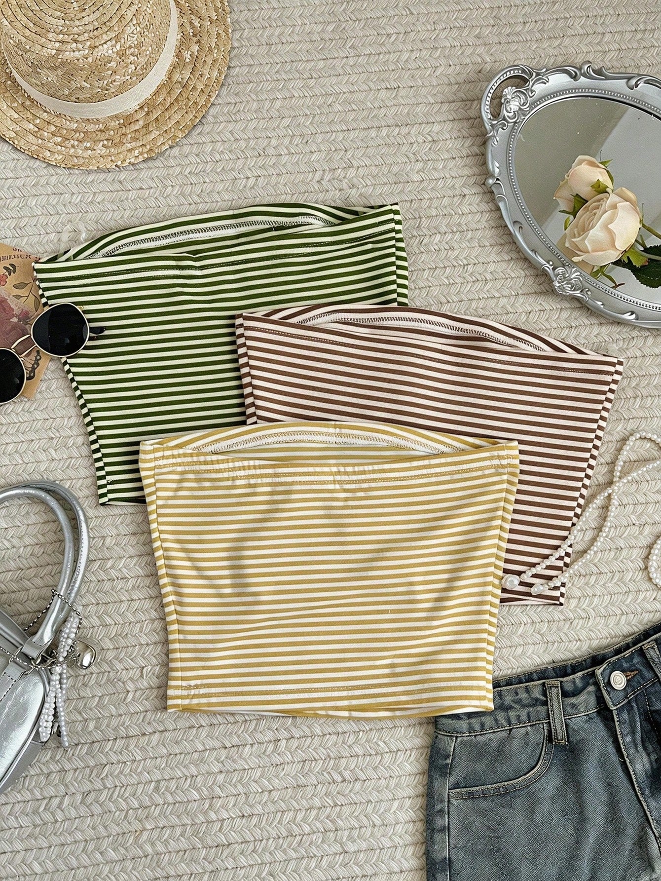 IslaSuriya Striped Minimalist Women's Bandeau Top, Gift For Friends