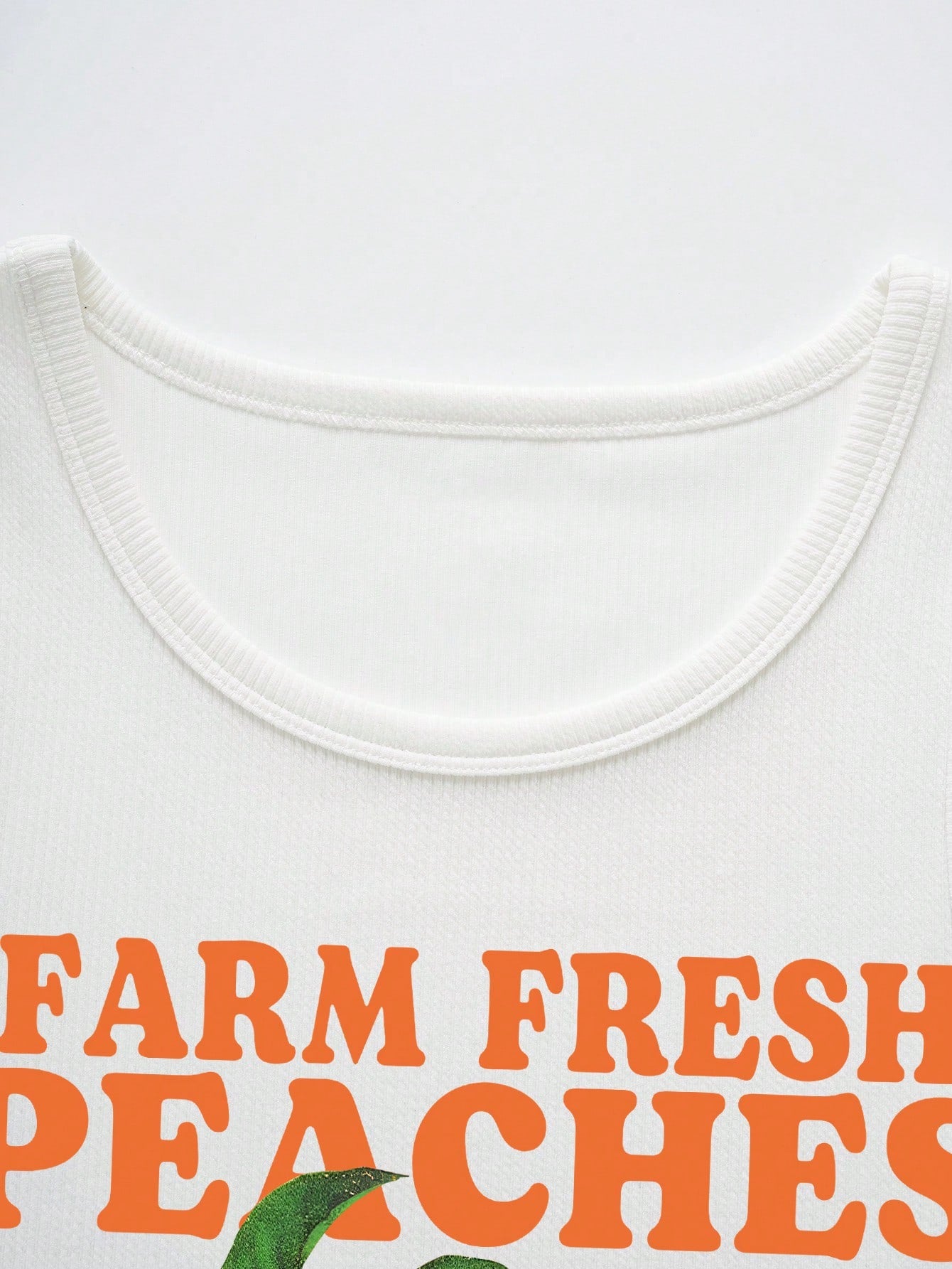 IslaSuriya Summer Casual Orange/Letter Printed Tank Top FARM FRESH PEACHES ORGANIC I NON 10 LOCAL