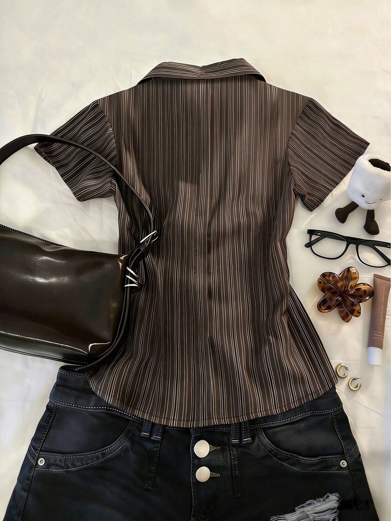 IslaSuriya Women's Casual Comfortable Shirt/ Fashion Plaid & Striped Color-Block Single-Buckle Shirt/ Casual Style/ Daily Wear/ Summer