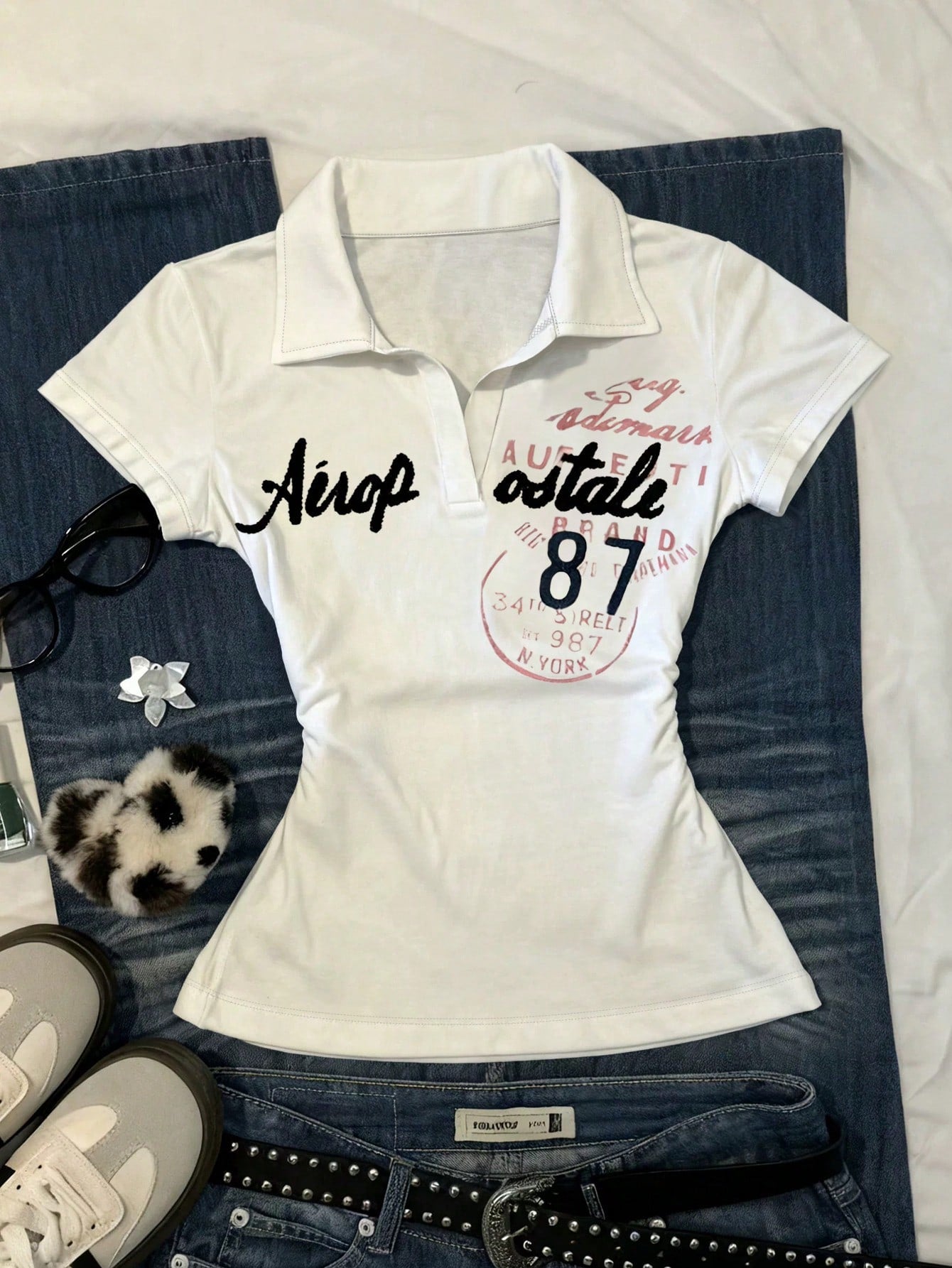 IslaSuriya Women's Casual Letter Embroidery Short Sleeve T-Shirt, Summer