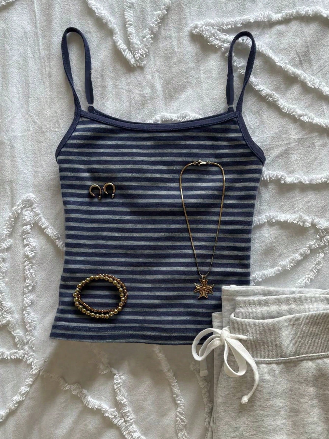 IslaSuriya Women's Casual Versatile Navy Blue Striped Camisole