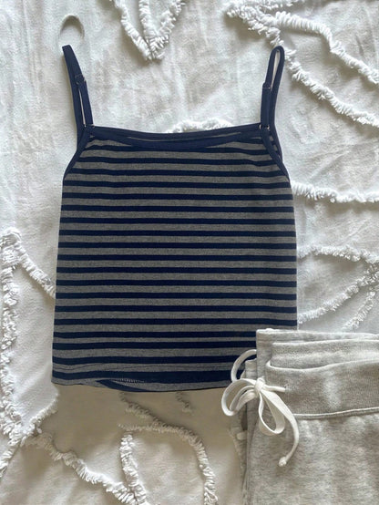 IslaSuriya Women's Casual Versatile Navy Blue Striped Camisole