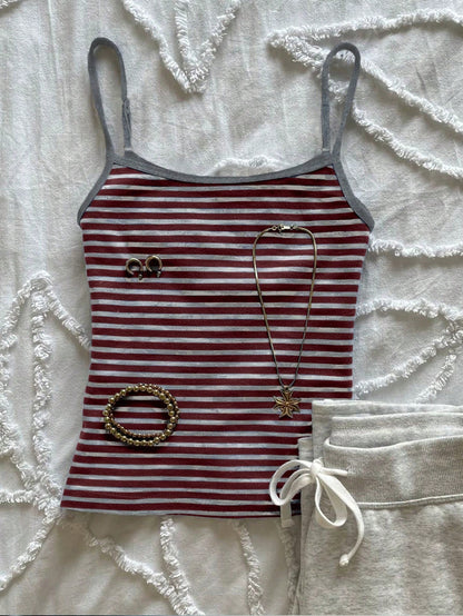 IslaSuriya Women's Casual Versatile Navy Blue Striped Camisole