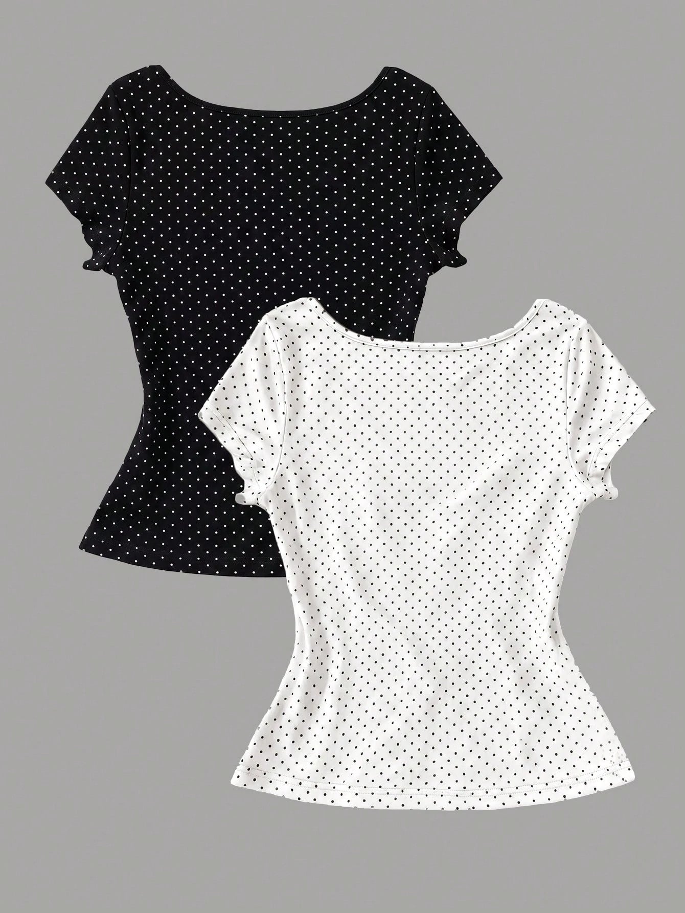 IslaSuriya Women's Summer Casual Polka Dot Print Knot T-Shirt