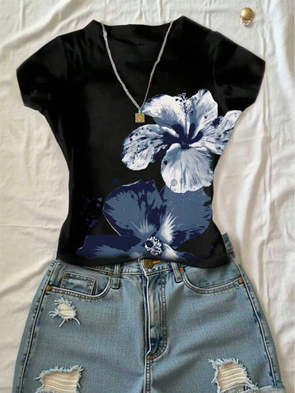 IslaSuriya Women's Vintage Street Style Tie-Dye Leopard Letter Print Cropped Fitted T-Shirt, Midriff-Baring Sexy Casual Short Sleeve Top