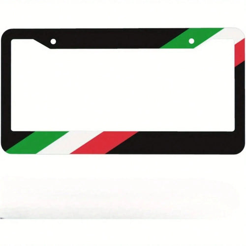 Italian Flag License Plate Frame- Single Piece Three-Color Sports Car License Plate Cover, Aluminum Car Italian Flag License Plate Frame, Unisex, Decorative Italian Flag Black License Plate Frame, Ve