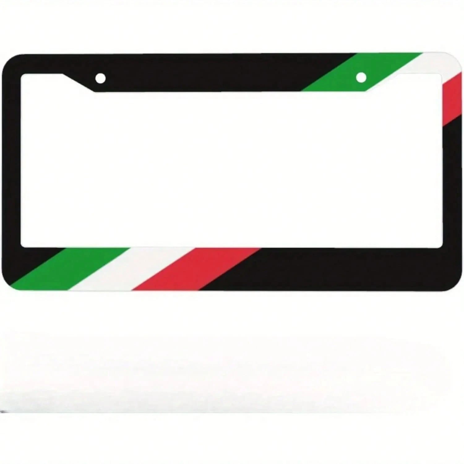 Italian Flag License Plate Frame- Single Piece Three-Color Sports Car License Plate Cover, Aluminum Car Italian Flag License Plate Frame, Unisex, Decorative Italian Flag Black License Plate Frame, Ve