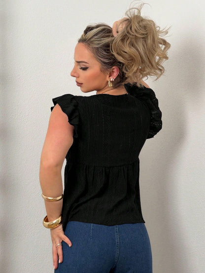 Jeta Ari Summer Beach Holiday Jacquard Knit Cap Sleeve T-Shirt