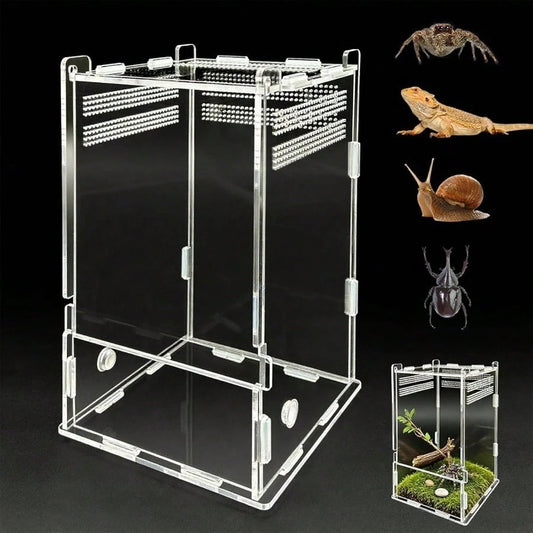 Jumping Spider Enclosure, Insects Habitat, Small Reptile Terrarium Glass House, For Spiders, Tarantulas, Snail, Mantis, Lizard And Small Reptiles, 4.72x4.33x4.33
