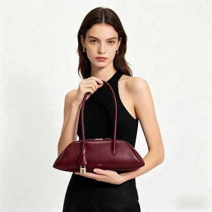 JW Summer New Shoulder Bag Fashion Vintage Handbag Elegant Boston Bag Women 2026 New Zora Bowling Bag Underarm Baguette Handbag Shoulder Bag 5S395 Commute/ Work/ Shopping/ Travel/ Street/ Date