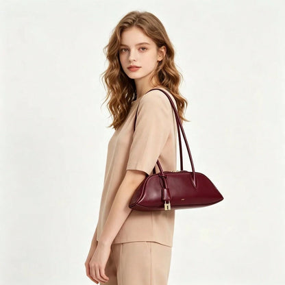 JW Summer New Shoulder Bag Fashion Vintage Handbag Elegant Boston Bag Women 2026 New Zora Bowling Bag Underarm Baguette Handbag Shoulder Bag 5S395 Commute/ Work/ Shopping/ Travel/ Street/ Date
