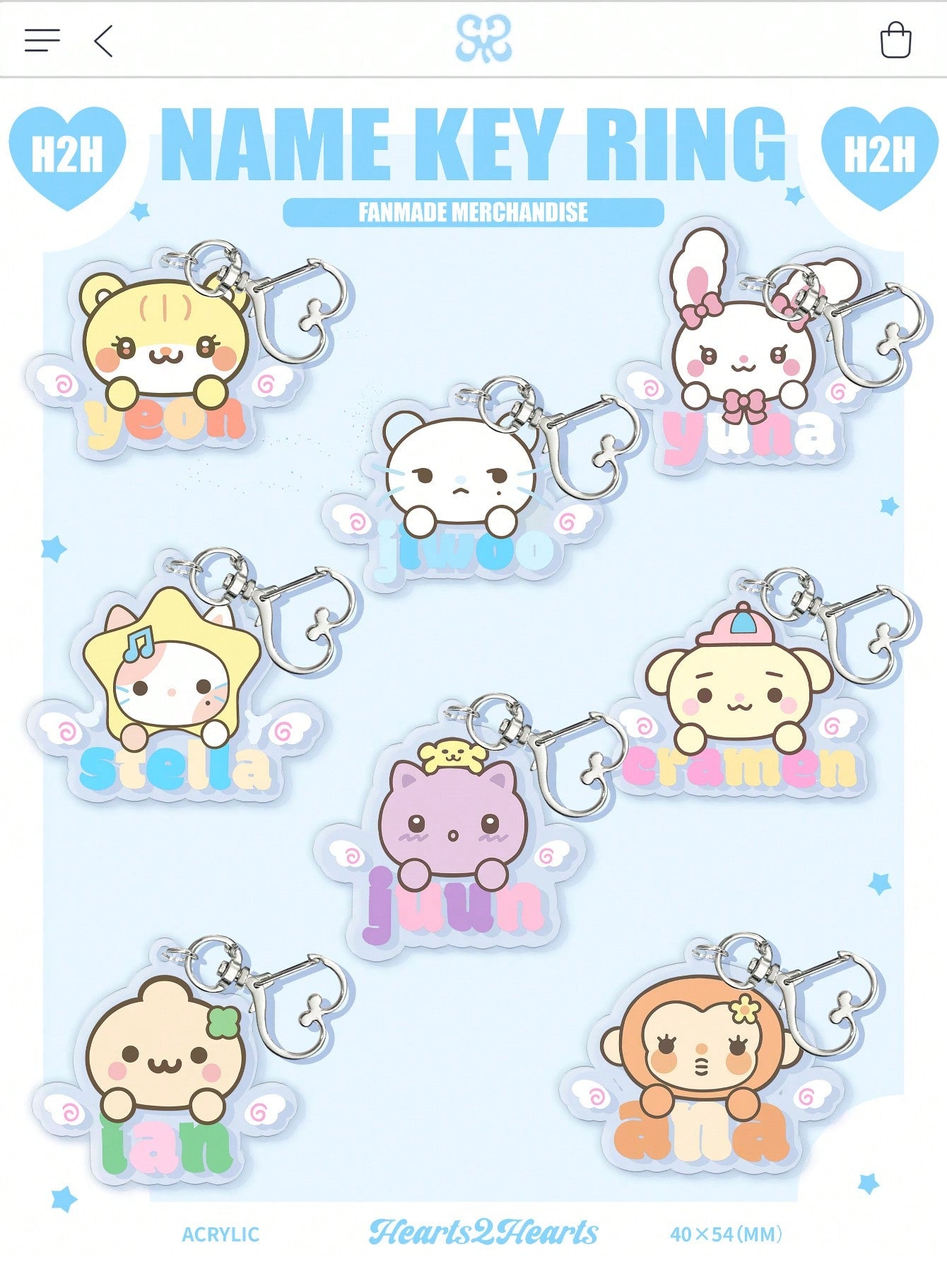 K-POP Heart2Heart Keychains, IAN,JIWOO Keychain,YUHA Keychain,YEON,STRLLAM,Korean Music Fan Merchandise,H2h,Y2K Bag Charm,2D Keychain Pendant,Special Gift For Friends