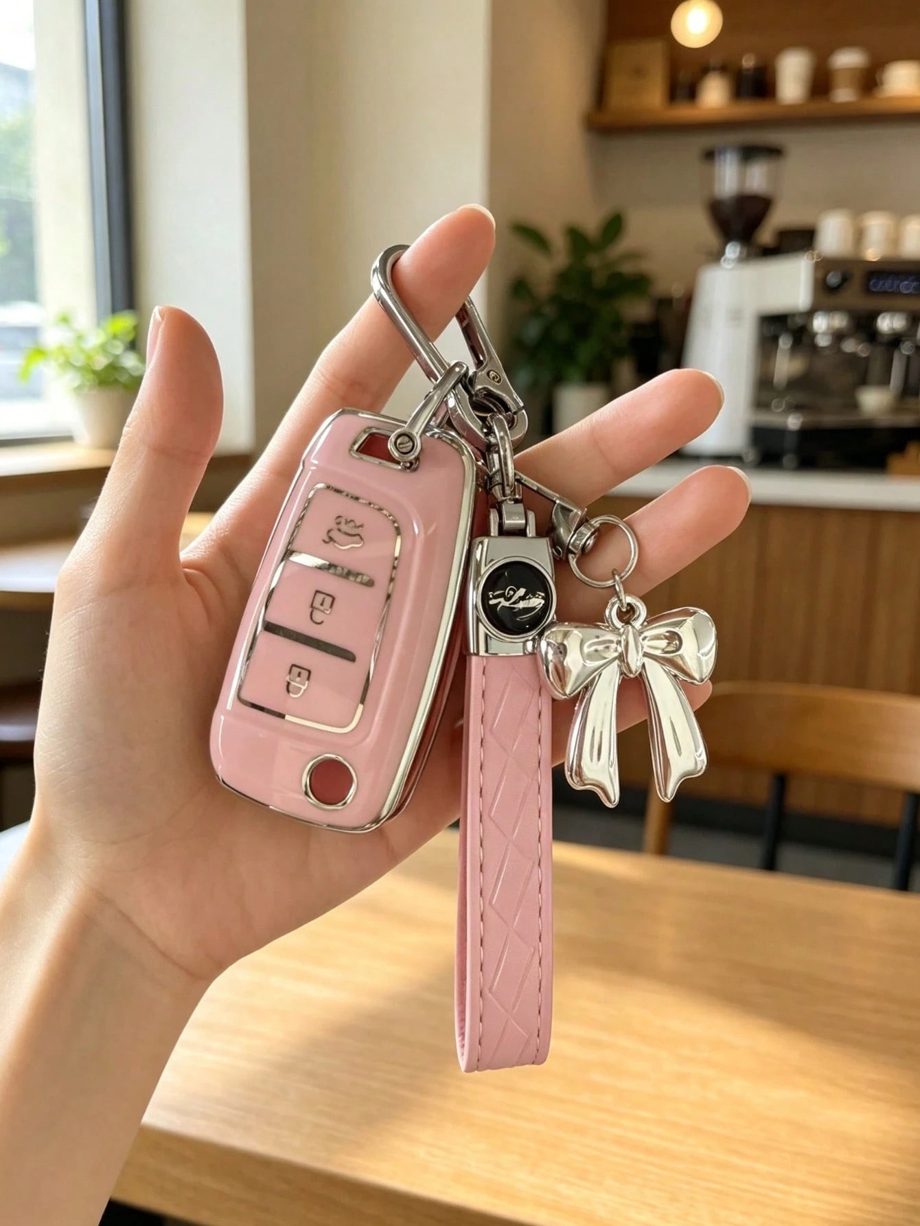 Key Lanyard With Bow Pendant, Compatible With 20 Modern New Joyful Key Covers, Suitable For Yue Na, Sheng Da, Elantra, Ming Tu, Yi Xing Car Protective Shell Case, Fashionable And Minimalist Key Bag Pr