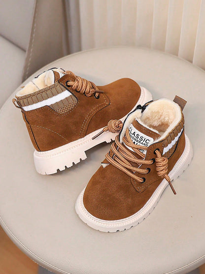 Kids' Snow Boots For Autumn/Winter, New Lace-Up Zipper Design, Thickened Warmth, Lightweight And Fashionable, Ideal Choice For Outdoor Snow Boots.