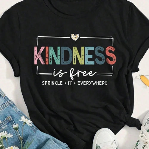 Kindness Is Free Printed Plus Size T-Shirt
